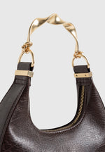 Sadie - Sculpted Leather Crescent Bag - Brown