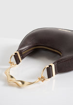 Sadie - Sculpted Leather Crescent Bag - Brown