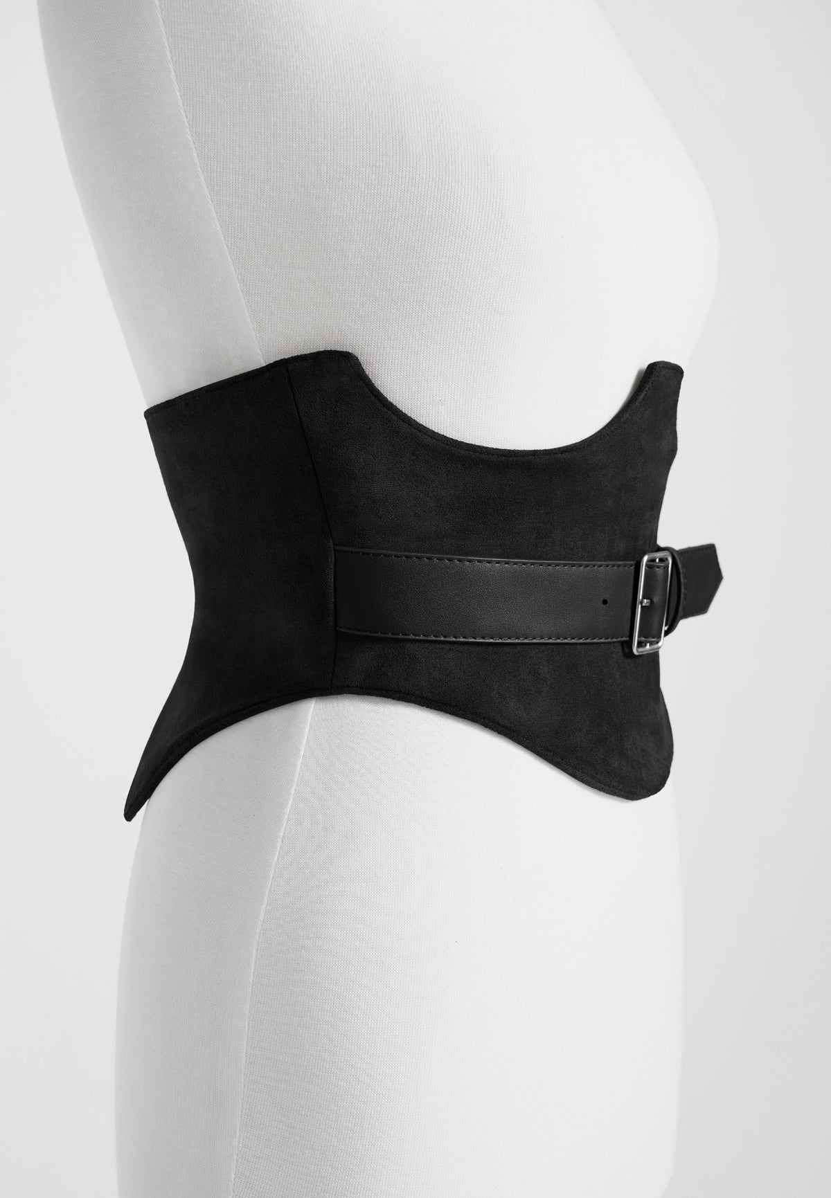Chloe - Suede Corset with Belt - Black