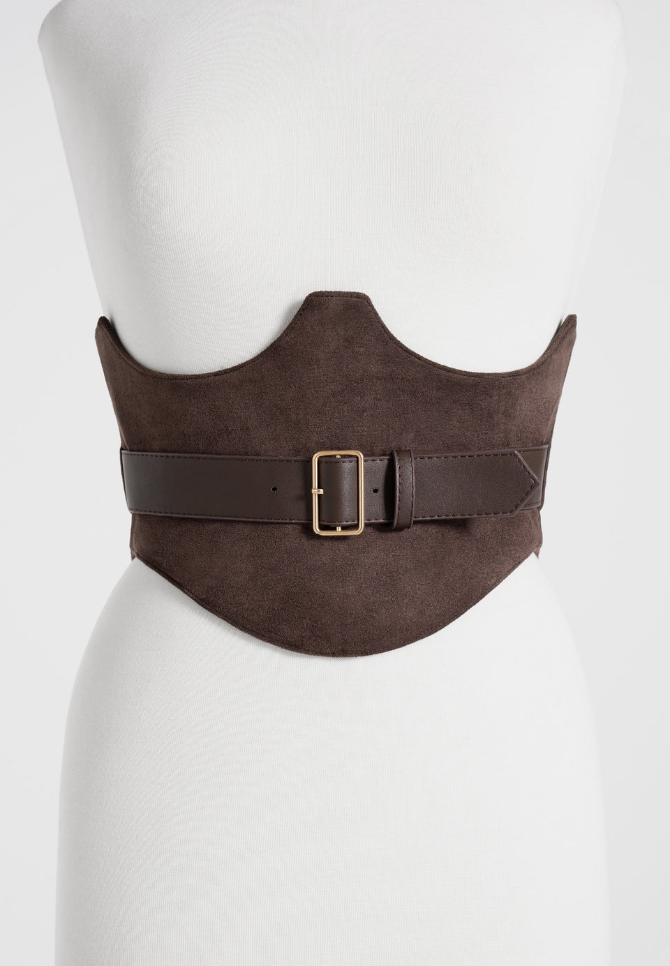 Chloe - Suede Corset with Belt - Brown