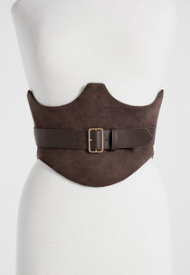 Chloe - Suede Corset with Belt - Brown