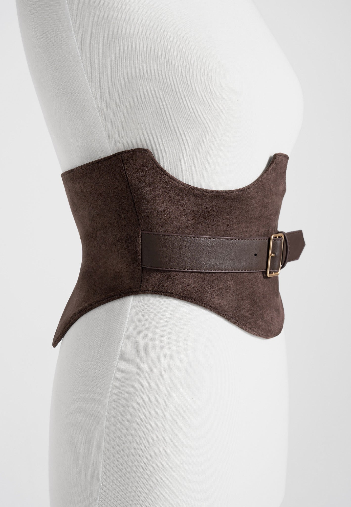 Chloe - Suede Corset with Belt - Brown