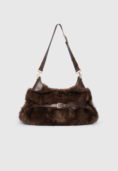 Cali - Fur Duffle Bag  - Brown