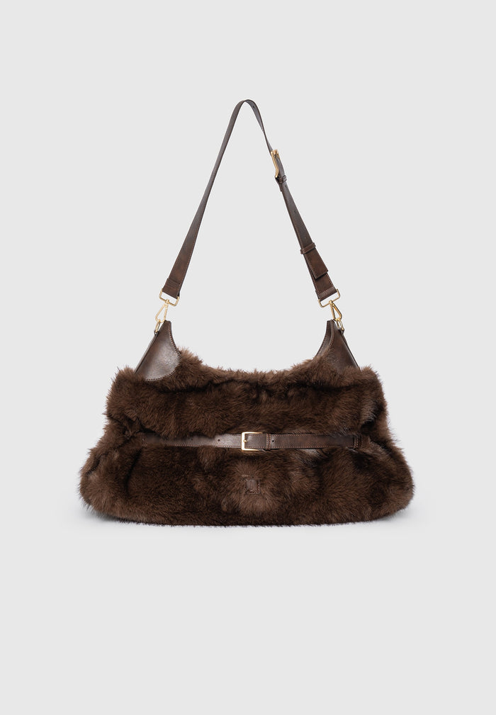 Cali - Fur Duffle Bag  - Brown