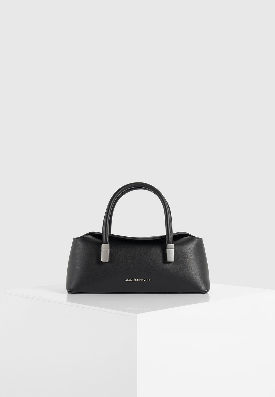 Annelise - Leather Baguette Bag - Black