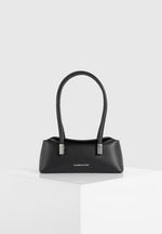 Annelise - Leather Baguette Bag - Black