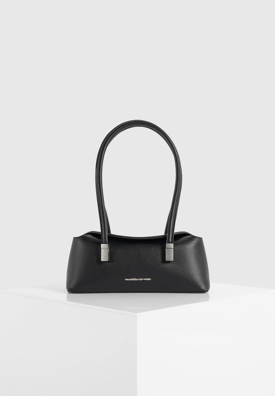 Annelise - Leather Baguette Bag - Black