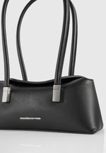 Annelise - Leather Baguette Bag - Black