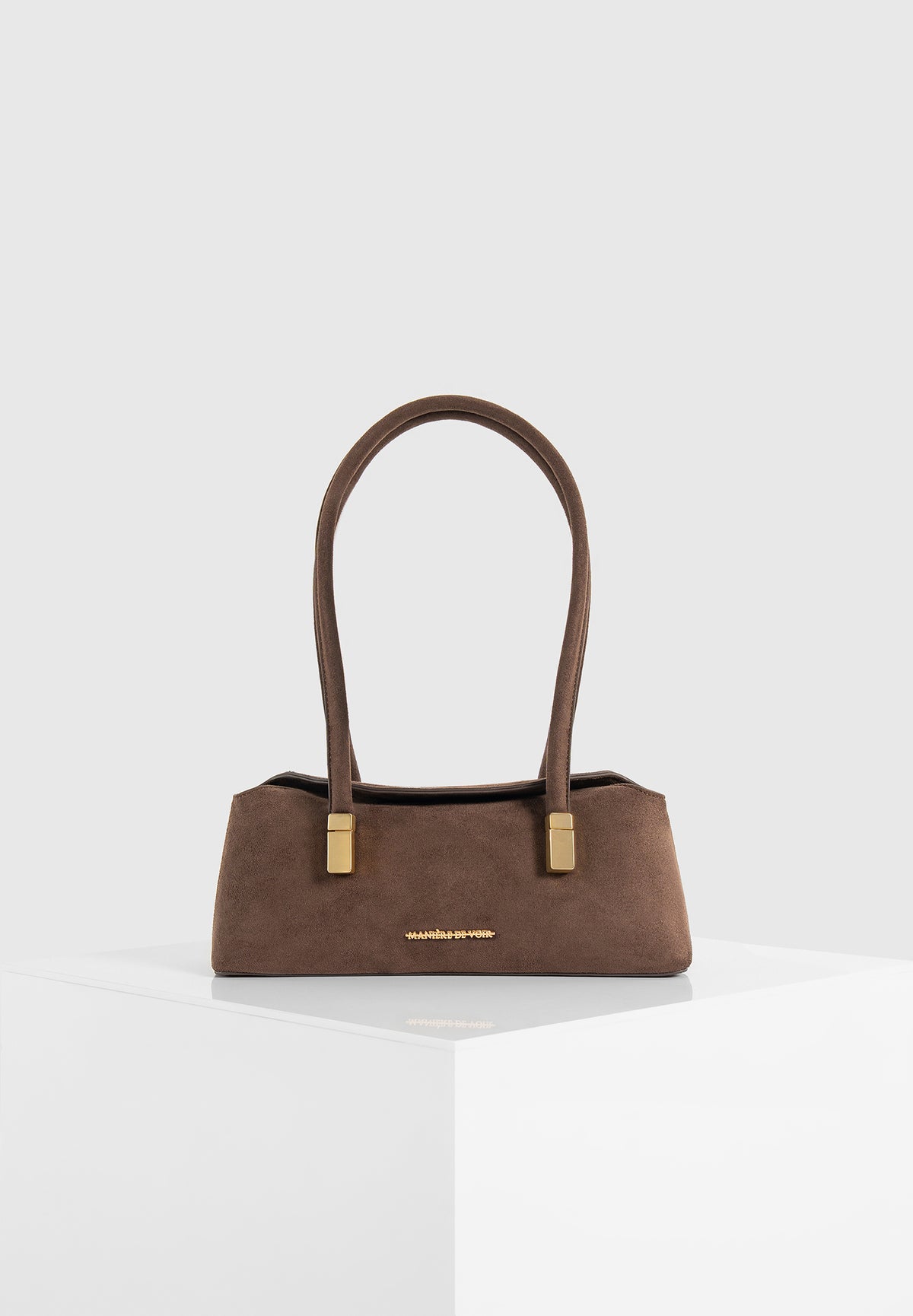 Annelise - Suede Baguette Bag - Brown
