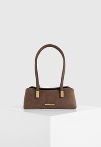 Annelise - Suede Baguette Bag - Brown