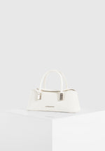 Annelise - Pebbled Leather Baguette Bag - White