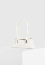 Annelise - Pebbled Leather Baguette Bag - White