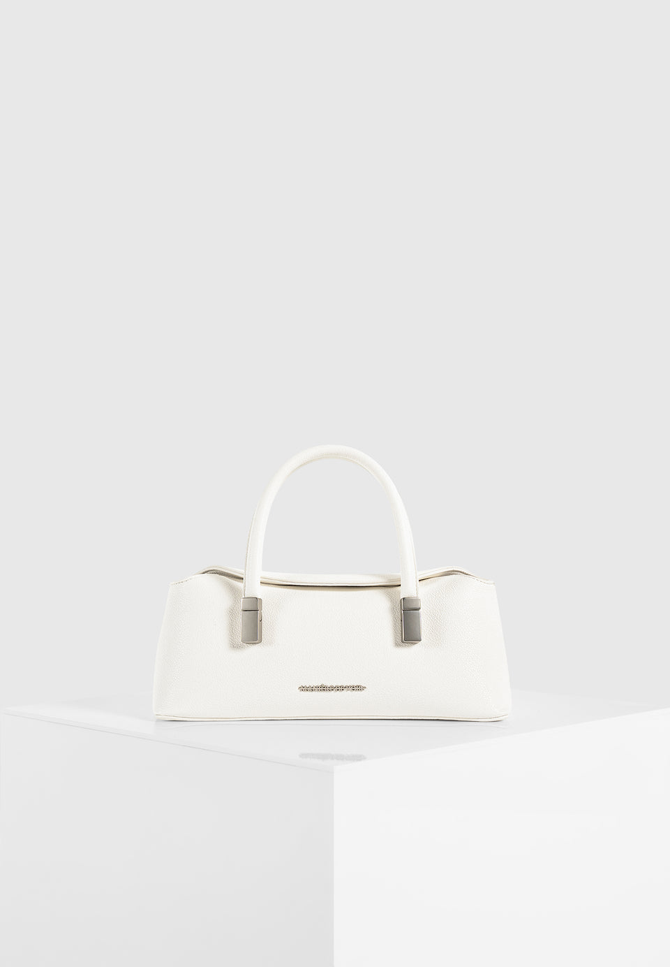 Annelise - Pebbled Leather Baguette Bag - White