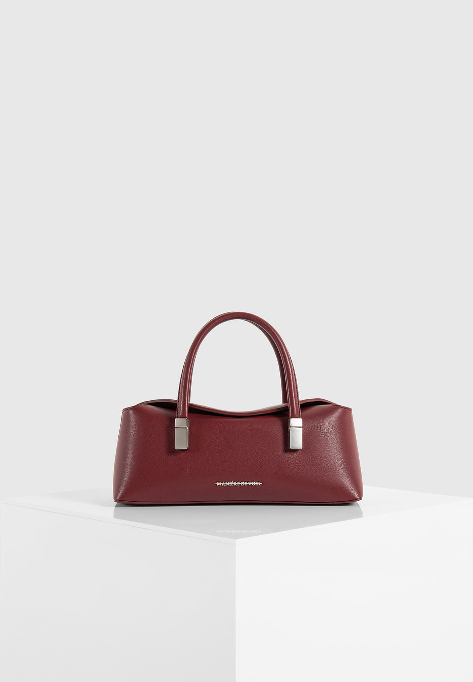 Annelise - Pebbled Leather Baguette Bag - Wine Red