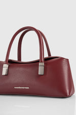Annelise - Pebbled Leather Baguette Bag - Wine Red