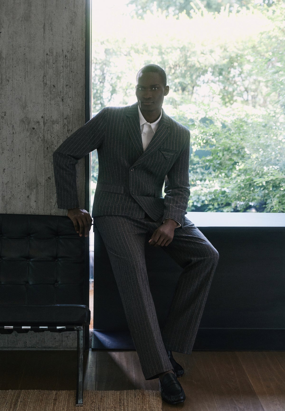 Didier - Double Breasted Wool Pinstripe Suit Blazer - Grey