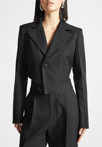 D⁠ina - Asymmetric Tailored Cropped Blazer - Black