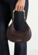 Sadie - Sculpted Leather Crescent Bag - Brown