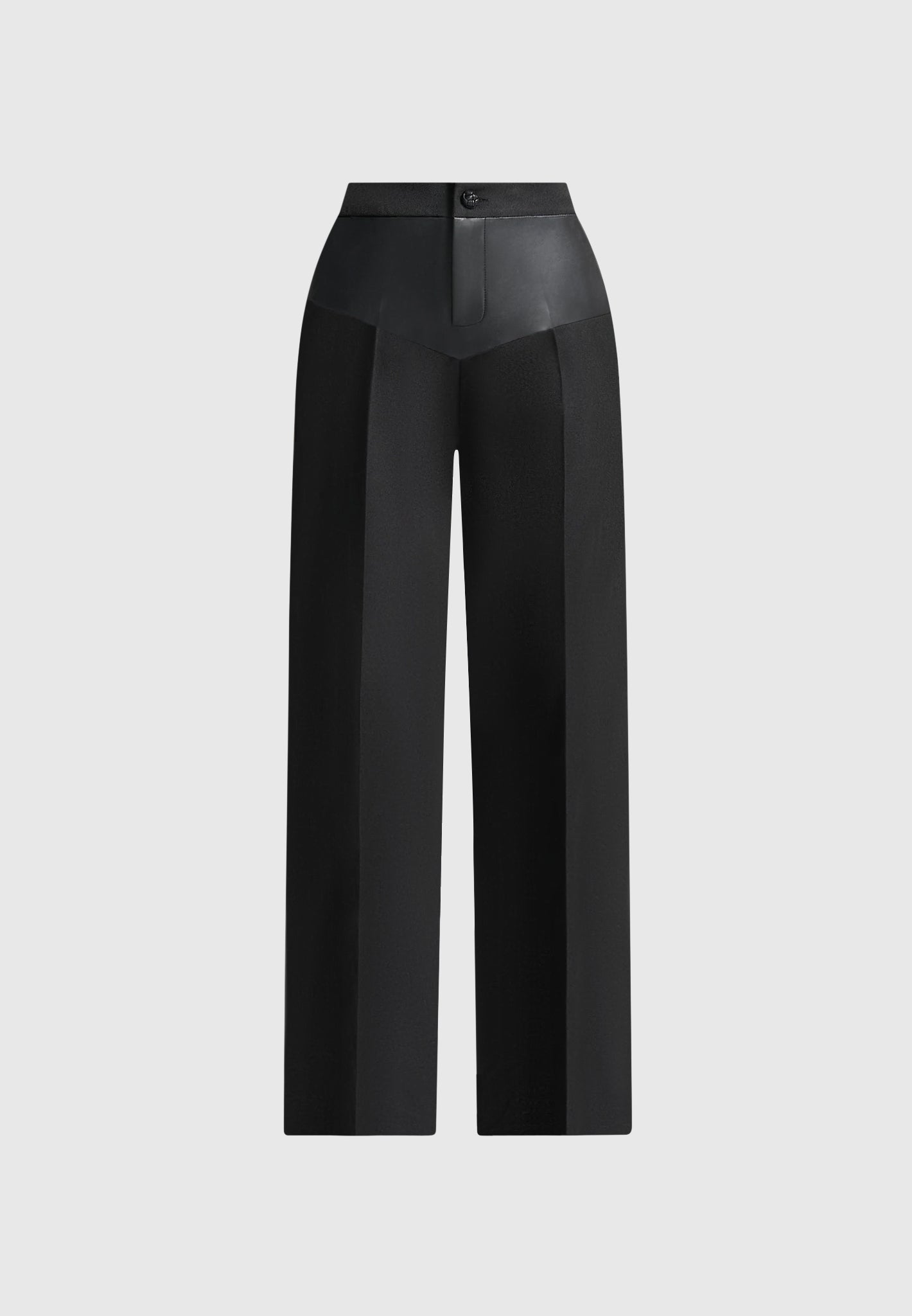 Blanche - Leather Panel Tailored Trousers - Black