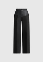 Blanche - Leather Panel Tailored Trousers - Black