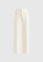 Blanche - Leather Panel Tailored Trousers - Off White