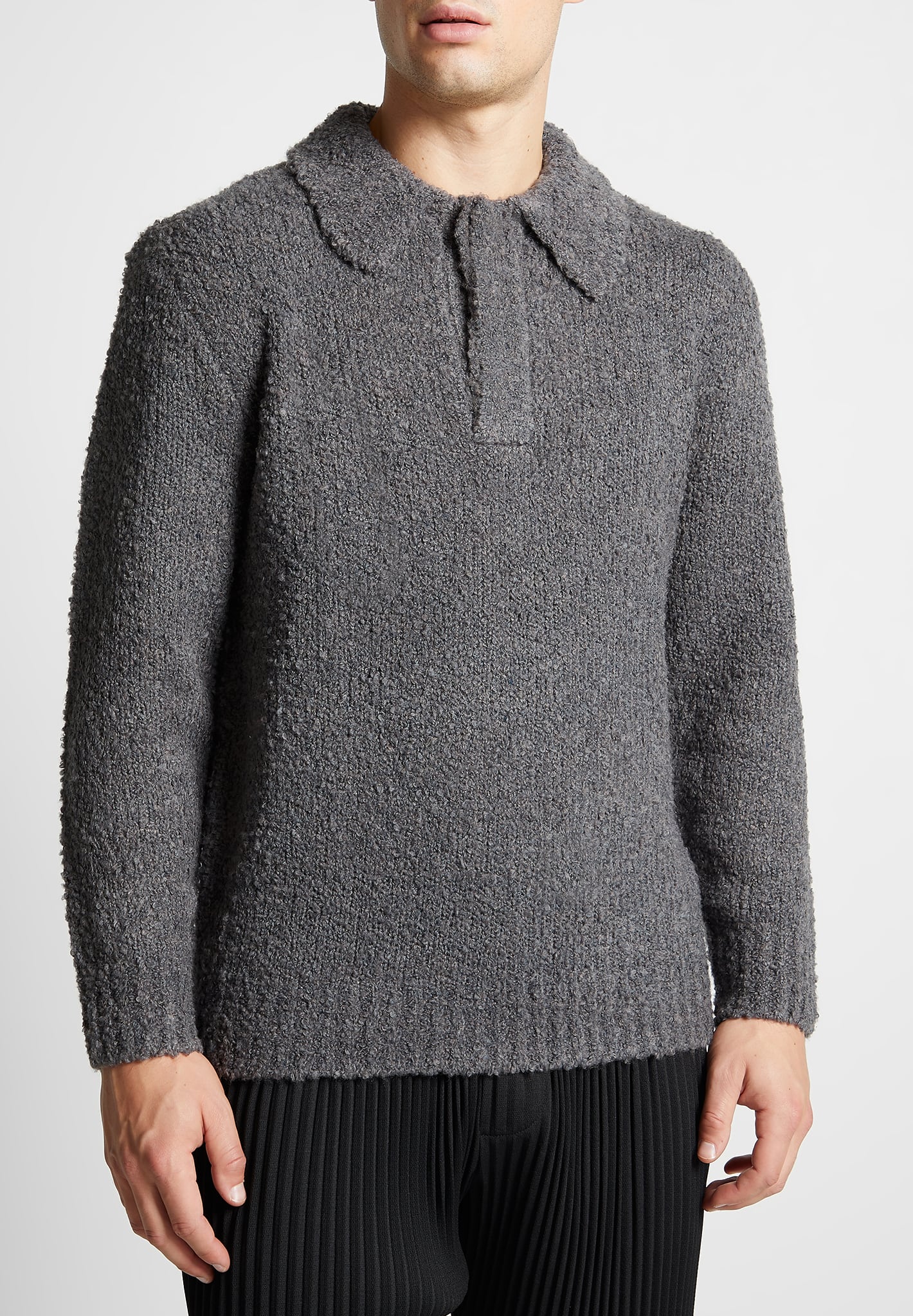 boucle-knit-polo-jumper-grey