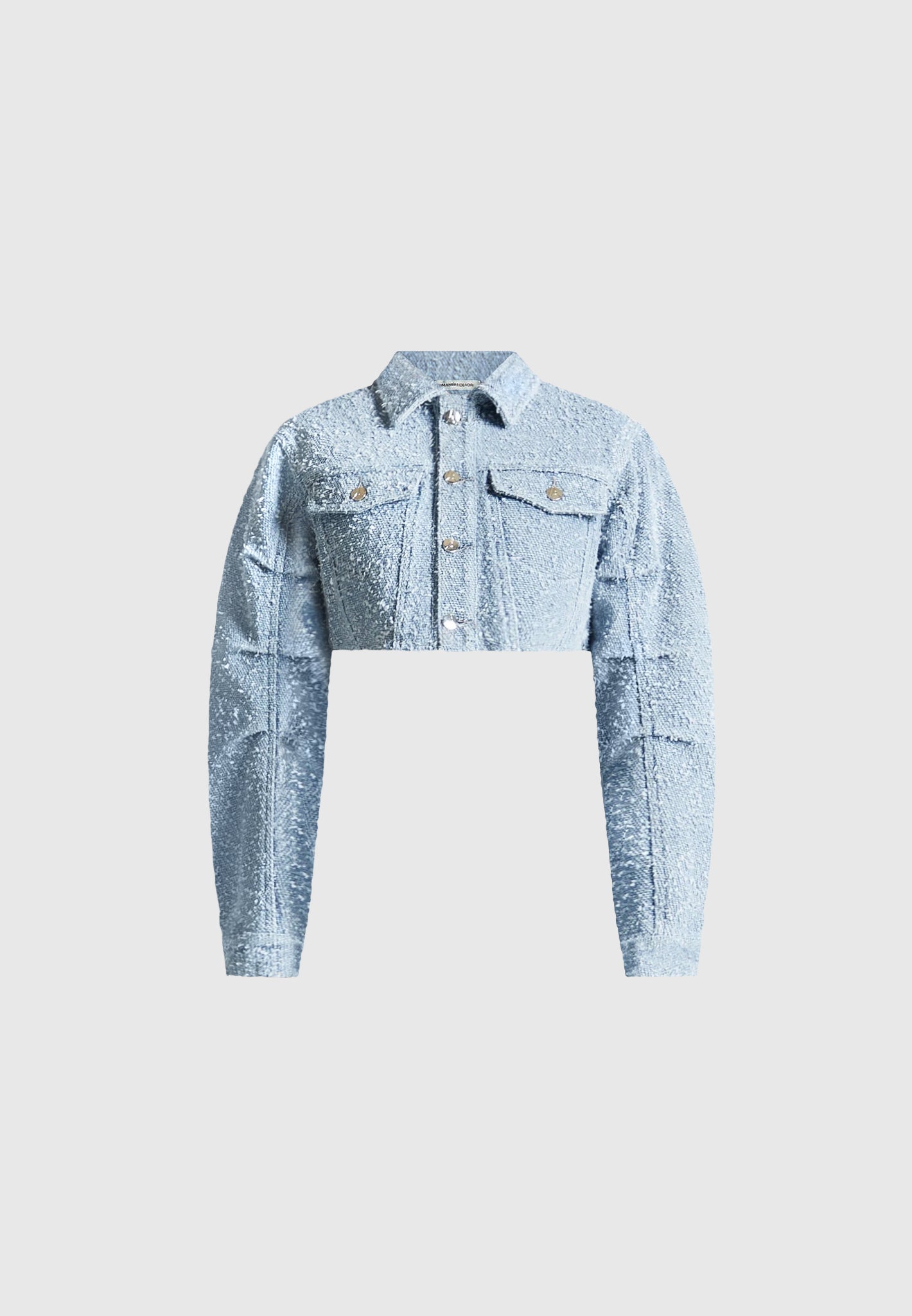 Catherine - Cropped Boucle Denim Jacket - Mid Blue