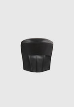 Cora - Satin Pintuck Bandeau Corset Top - Black