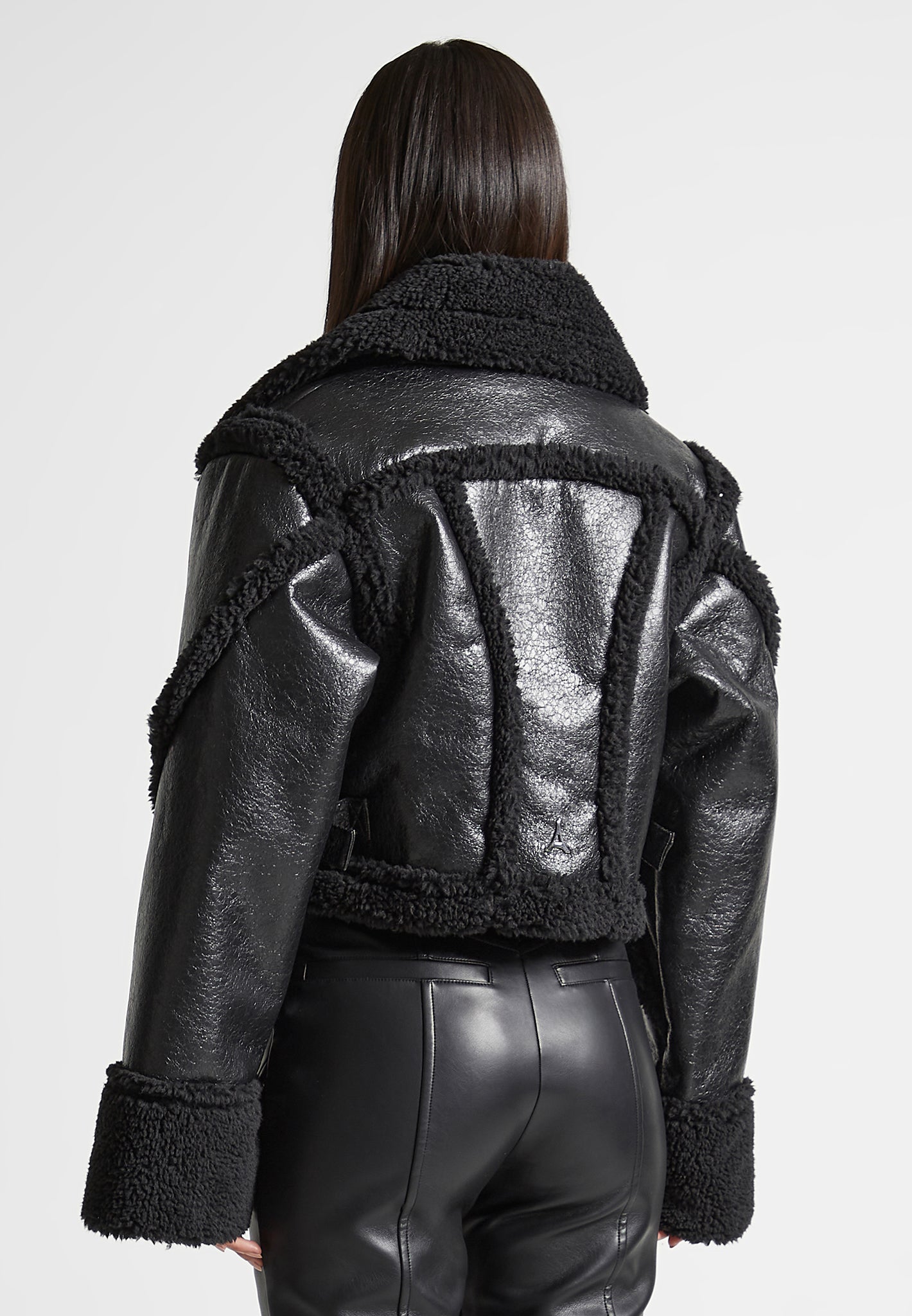 Leather Borg Contour Biker Jacket Black