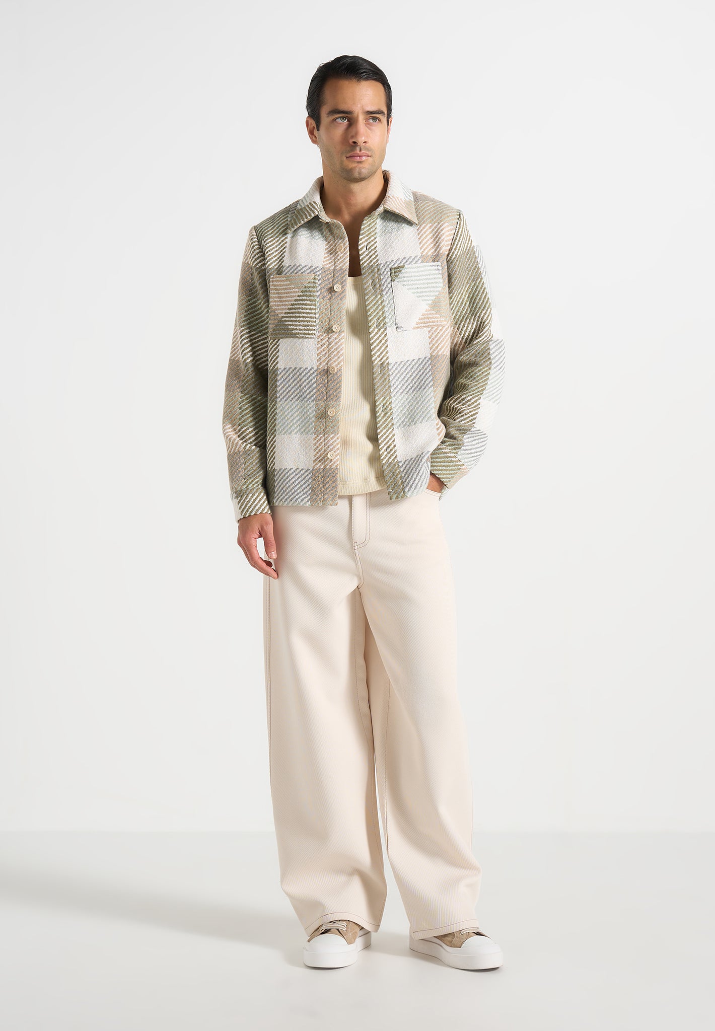 Rune - Unisex Check Overshirt - Sage 