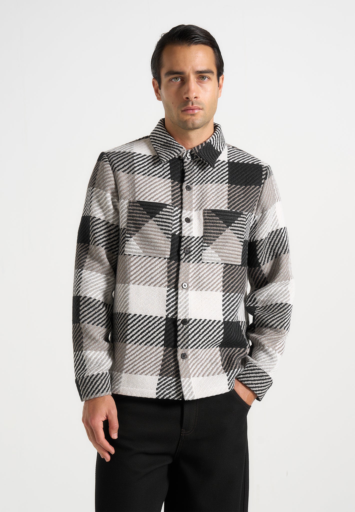 Rune - Unisex Check Overshirt - Black