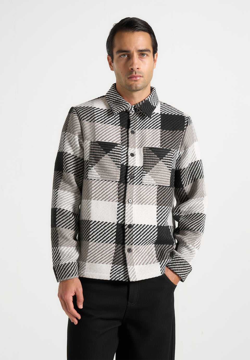 rune-unisex-check-overshirt-black