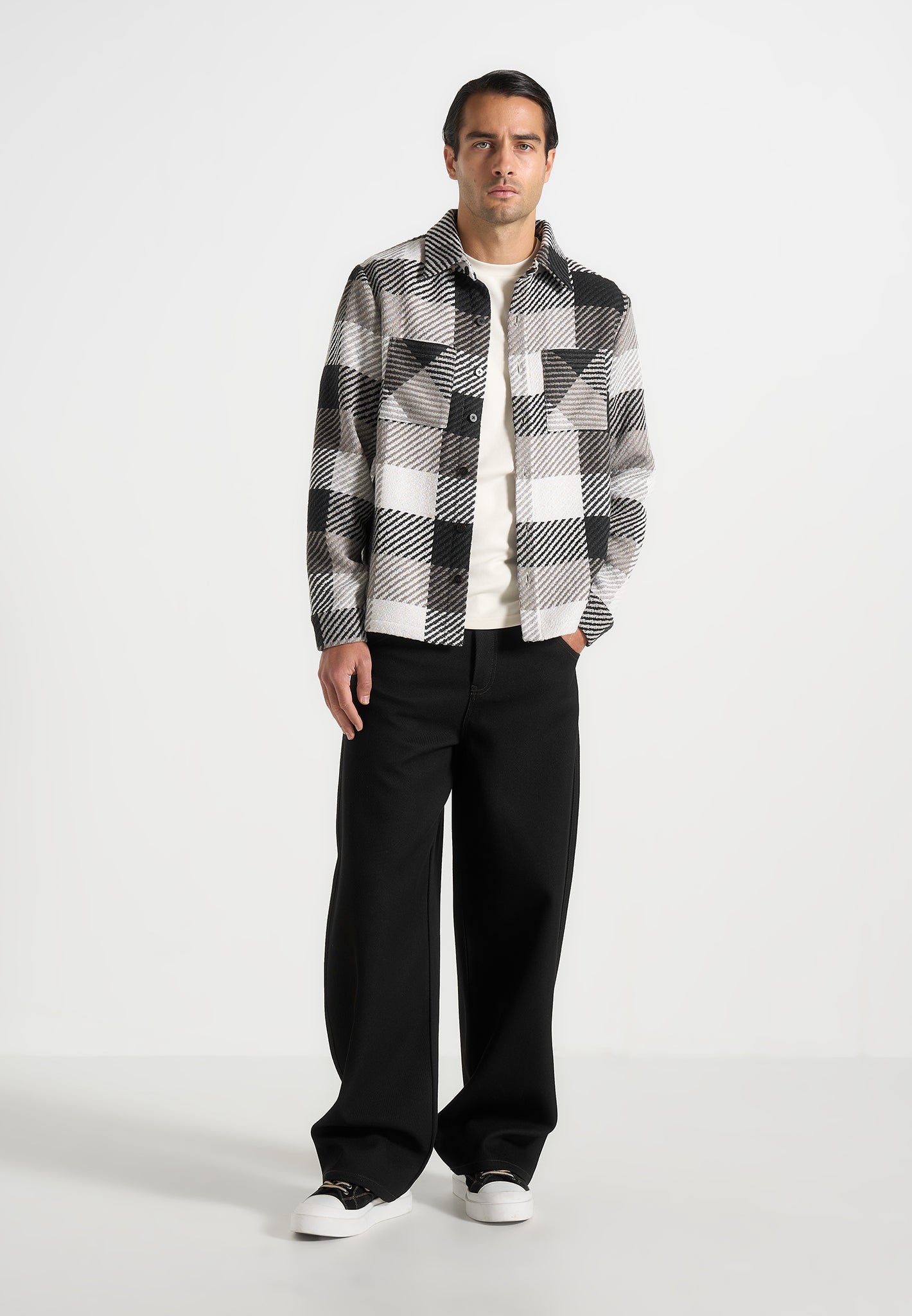 Rune - Unisex Check Overshirt - Black 