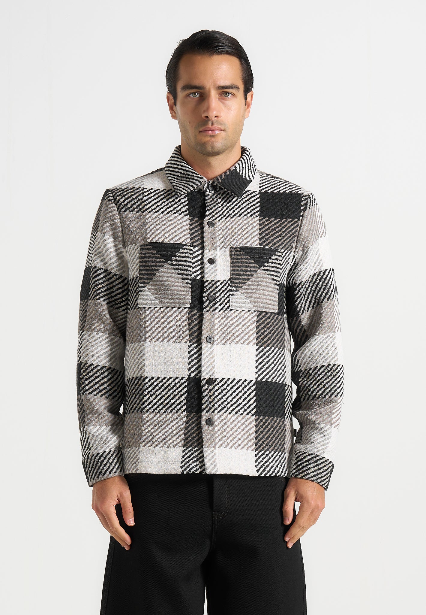 Rune - Unisex Check Overshirt - Black