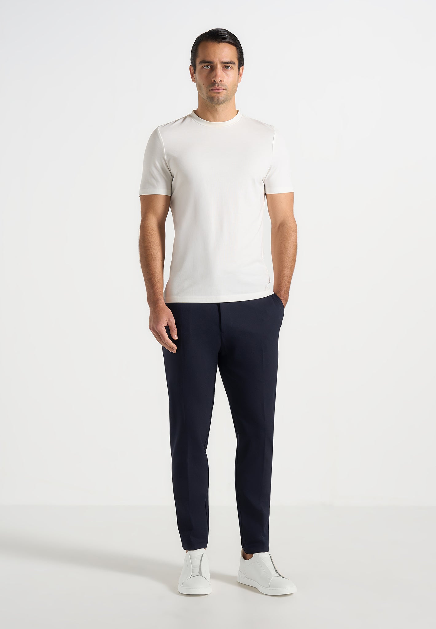 Aiden - Slim Fit Stretch Trousers - Navy 