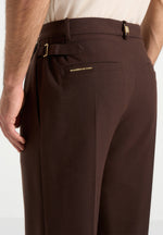 Pierre - Relaxed Fit Pleated Tailored Trousers - Brown