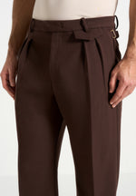 Pierre - Relaxed Fit Pleated Tailored Trousers - Brown