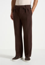 Pierre - Relaxed Fit Pleated Tailored Trousers - Brown