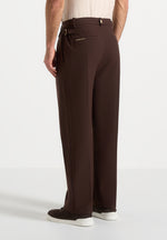 Pierre - Relaxed Fit Pleated Tailored Trousers - Brown