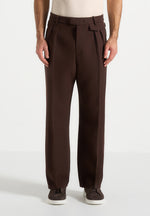 Pierre - Relaxed Fit Pleated Tailored Trousers - Brown