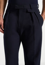 Pierre - Relaxed Fit Pleated Tailored Trousers - Navy