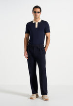 Pierre - Relaxed Fit Pleated Tailored Trousers - Navy