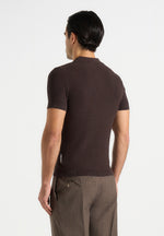 Rowen - Textured Knit Revere Polo Shirt - Brown
