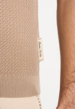 Rowen - Textured Knit Revere Polo Shirt - Taupe