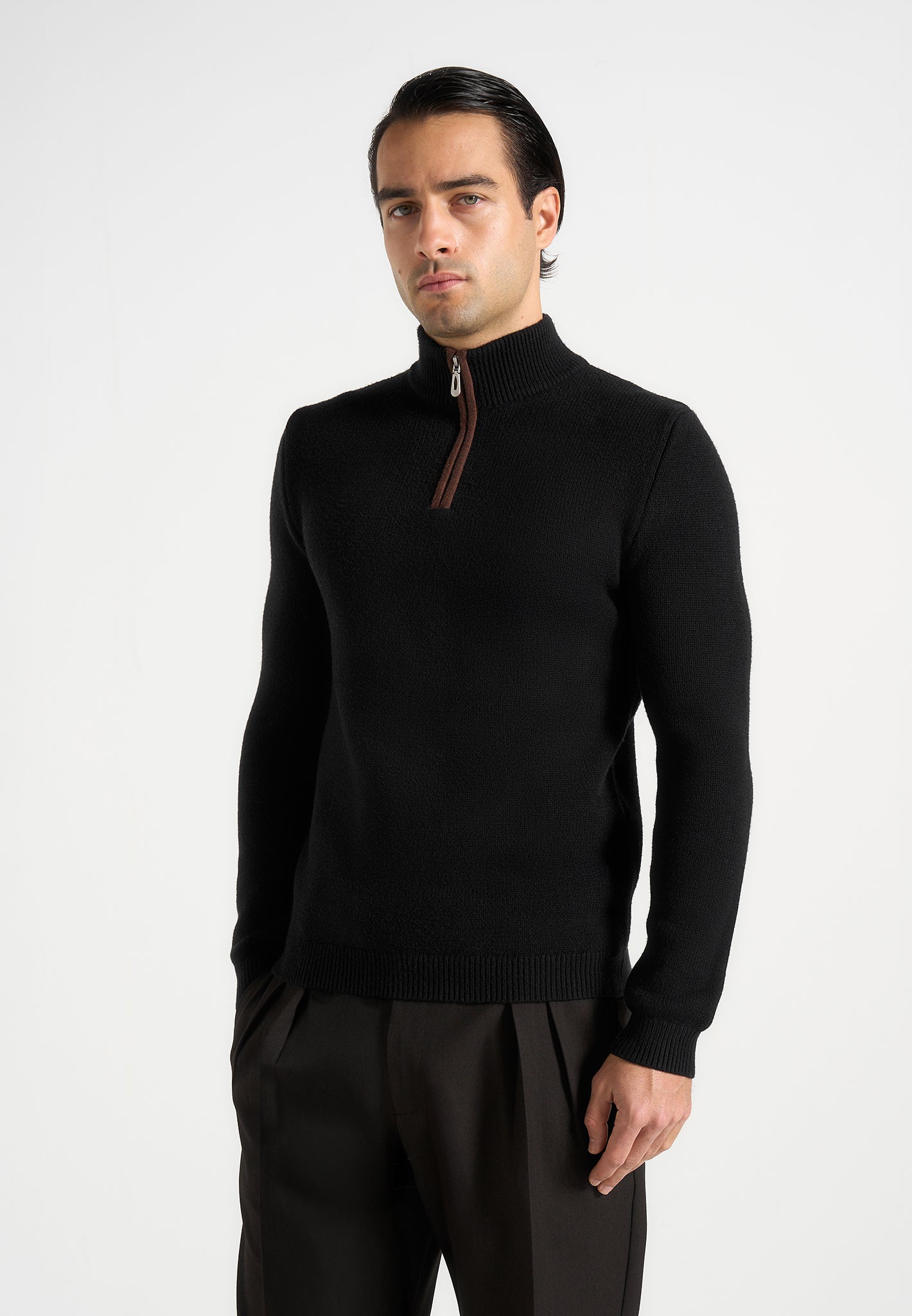 Torin - Quarter Zip Knit Jumper - Black 