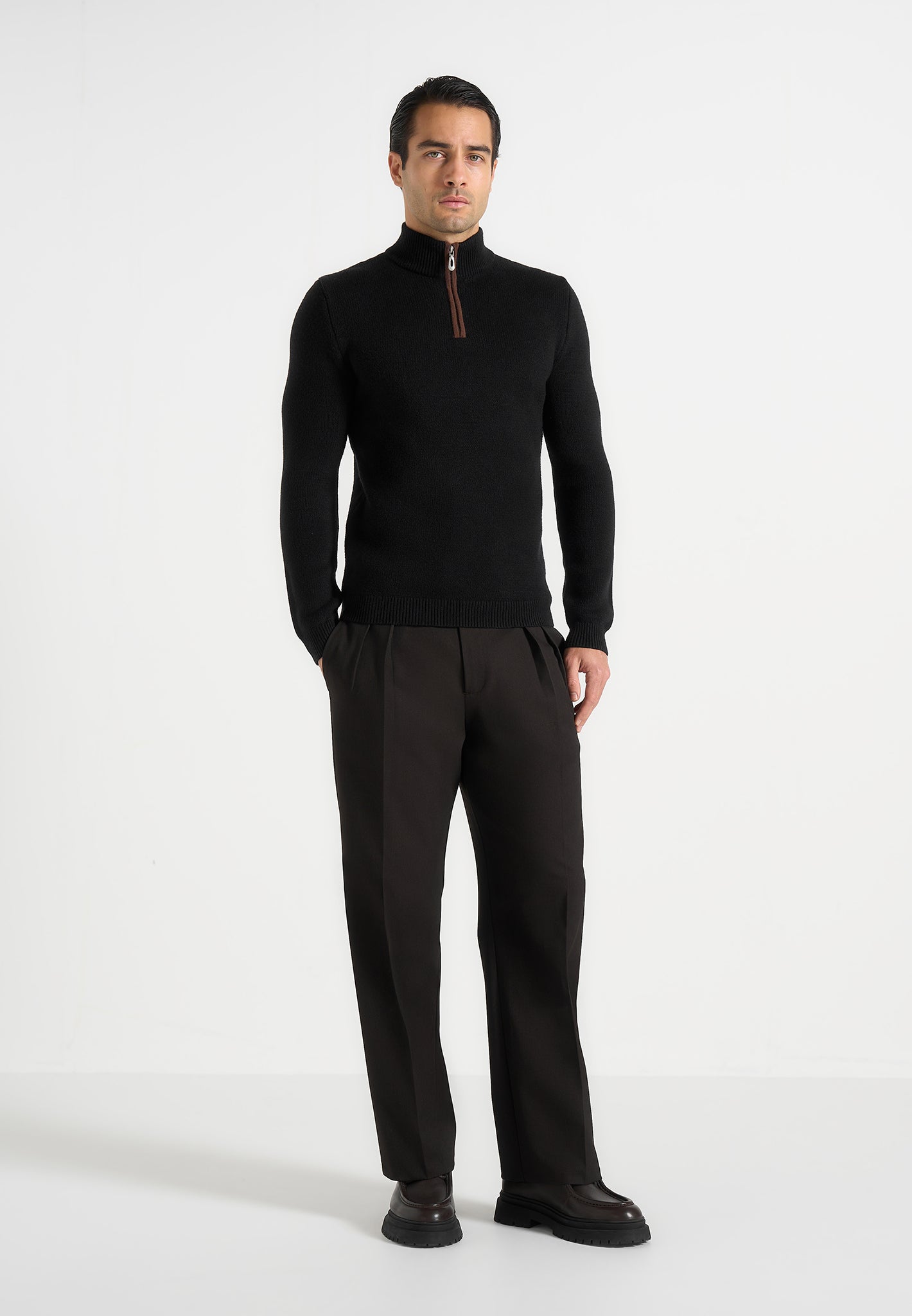 Torin - Quarter Zip Knit Jumper - Black 