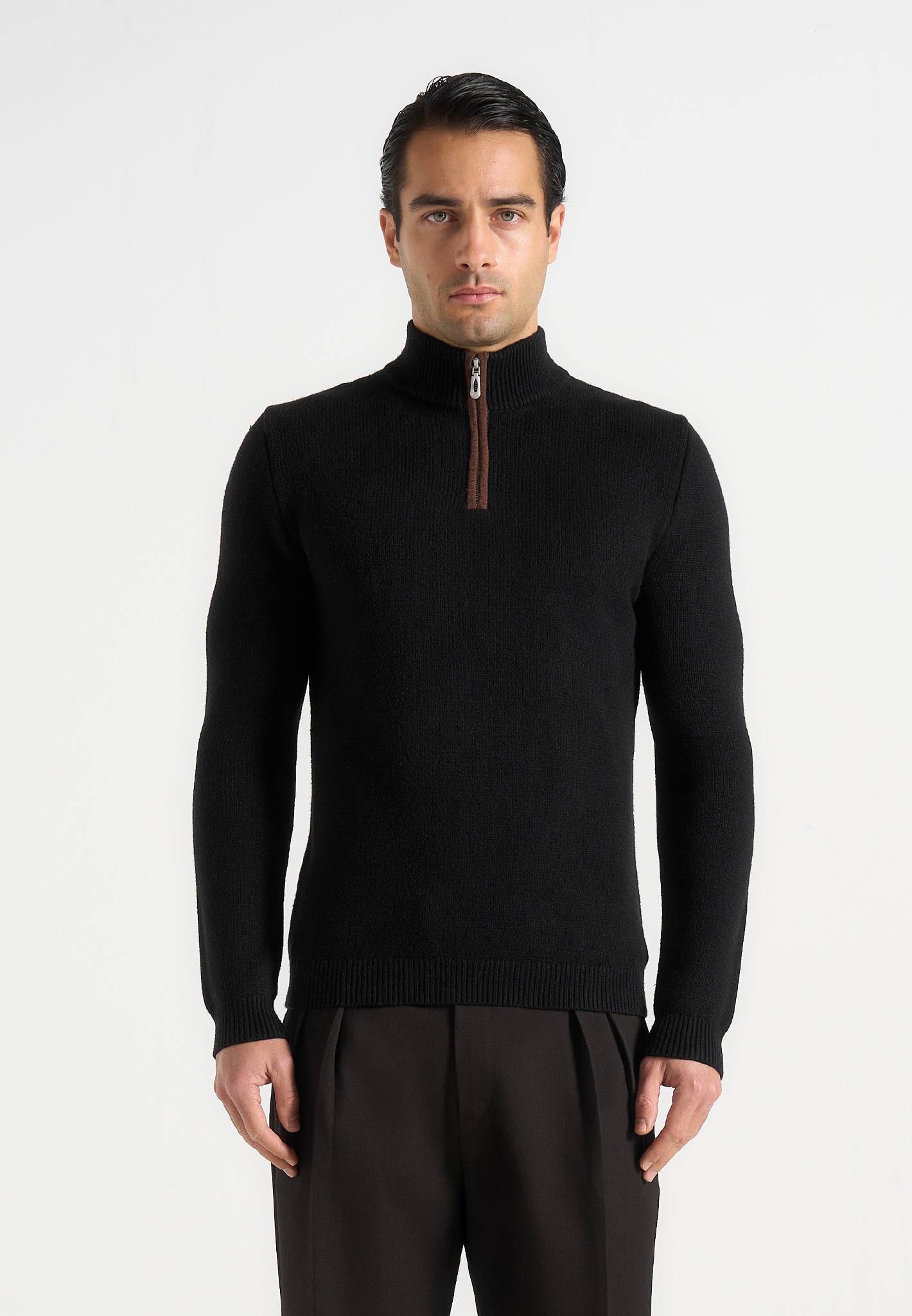 Torin - Quarter Zip Knit Jumper - Black