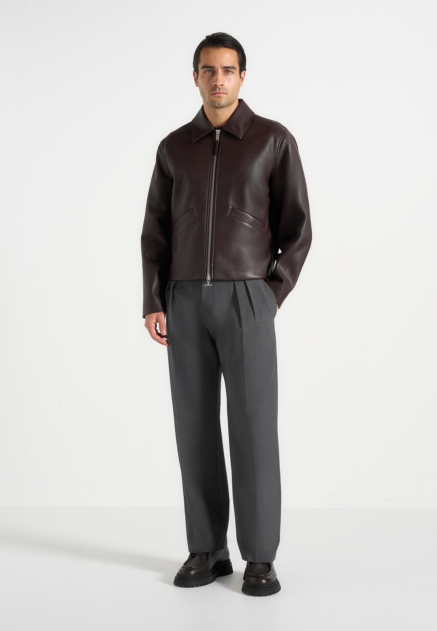 Pierre - Relaxed Fit Pleated Tailored Trousers - Grey 