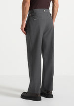 Pierre - Relaxed Fit Pleated Tailored Trousers - Grey