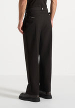 Pierre - Relaxed Fit Pleated Tailored Trousers - Dark Brown